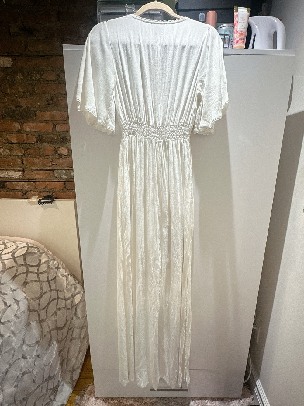 NWT White Boho Maxi Dress Bell Sleeve Cottagecore Beach Vacation Flowy Resort - Picture 7 of 10